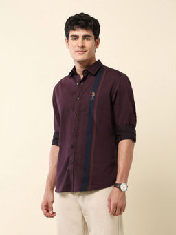 U.S. POLO ASSN. - Men Maroon Stripes Casual Shirt