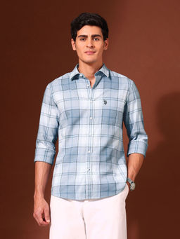 U.S. POLO ASSN. - Men Blue Checks Casual Shirt