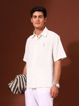 U.S. POLO ASSN. - Men White Textured Casual Shirt