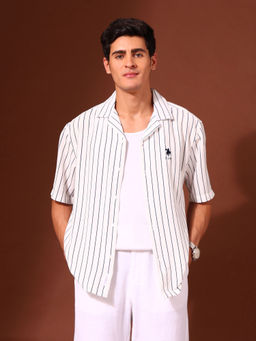 U.S. POLO ASSN. - Men White Stripes Casual Shirt