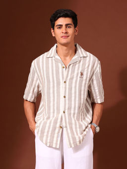 U.S. POLO ASSN. - Men Brown Stripes Casual Shirt