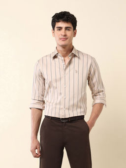 U.S. POLO ASSN. - Men Brown Stripes Formal Shirt