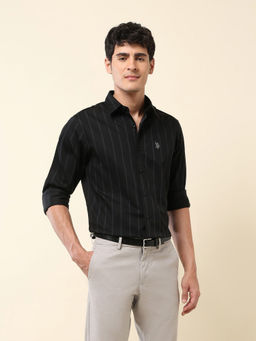 U.S. POLO ASSN. - Men Black Stripes Formal Shirt
