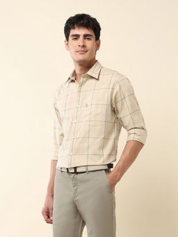 U.S. POLO ASSN. - Men Beige Checks Formal Shirt