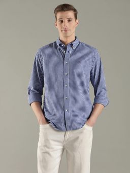 Tommy Hilfiger - Men Blue Checks Regular Fit Cotton Shirt