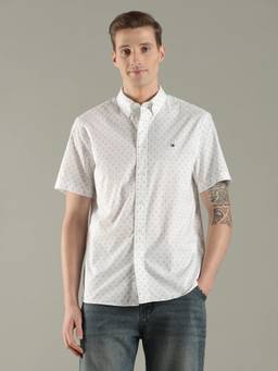 Tommy Hilfiger - Men White Floral Regular Fit Cotton Shirt