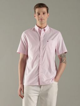 Tommy Hilfiger - Men Pink Stripes Regular Fit Cotton Shirt