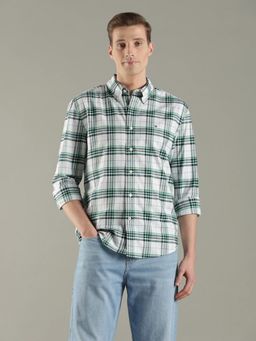 Tommy Hilfiger - Men Green Checks Regular Fit Cotton Shirt
