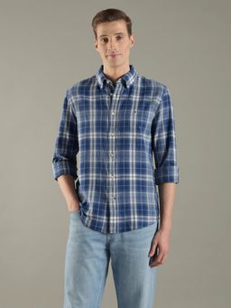 Tommy Hilfiger - Men Blue Checks Regular Fit Linen Shirt