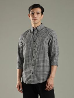 Tommy Hilfiger - Men Grey Checks Regular Fit Cotton Shirt