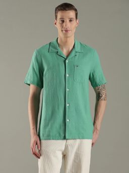 Tommy Hilfiger - Men Green Solid Oversized Fit Linen Shirt