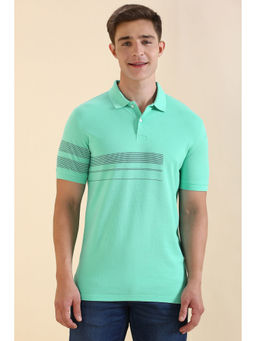 Allen Solly - Men Green Print Polo Neck T-Shirt