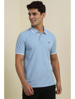 Allen Solly - Men Light Blue Solid Polo Neck T-Shirt