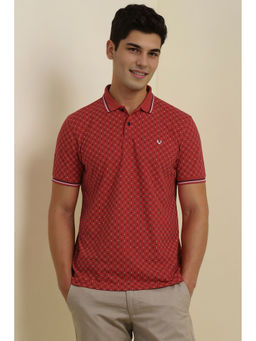 Allen Solly - Men Red Print Polo Neck T-Shirt