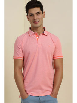 Allen Solly - Men Pink Solid Polo Neck T-Shirt