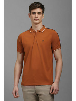 Louis Philippe - Men Orange Solid Polo Neck T-Shirt