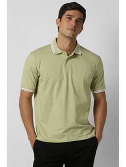 Peter England - Men Green Print Polo Neck T-Shirt