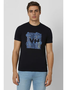 Van Heusen - Men Black Graphic Print Crew Neck T-Shirt