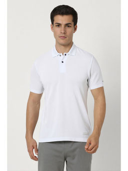 Van Heusen - Men White Solid Polo Neck T-Shirt
