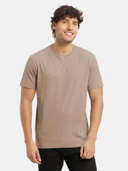 Jockey - 2714 Mens Super Combed Cotton Rich Solid Half Sleeve T-Shirt-Brownie Melange