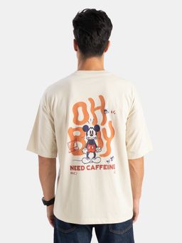 Jockey - D001 Men Disney Mickey Mouse Cotton Graphic Printed Oversized T-Shirt-Almond Milk