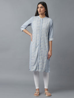W - Floral Blue Kurta