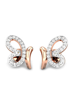 Candere by Kalyan Jewellers - 18K BIS Hallmark Rose Gold and Diamond Butterfly Earrings