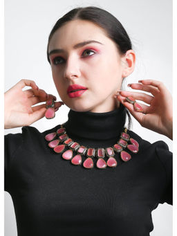 Odette - Pink Metal Necklace Set (Set of 2)