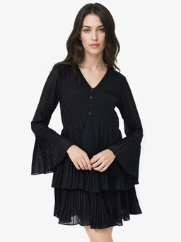 RAREISM - Olympia Primary Black Solid Mini Dress