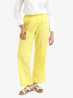 RAREISM - Women Badgle Solid Yellow Trouser