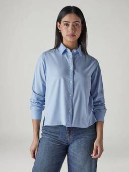Levi's - Women Blue Solid/Plain Cotton Shirt