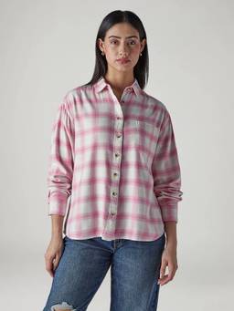 Levi's - Women Pink Checks Cotton Blend Shirt