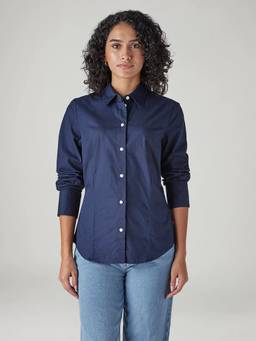 Levi's - Women Navy Blue Solid/Plain Poplin Shirt