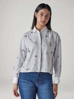 Levi's - Women White Stripes Cotton Shirt