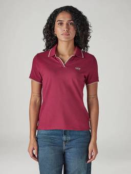 Levi's - Women Pink Solid/Plain Cotton Polo T-Shirt