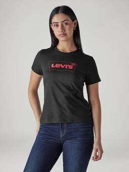 Levi's - Women Black Solid/Plain Cotton T-Shirt