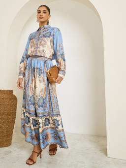 Styli - Women Multi-Color Floral Polyester Shirt with Skirt