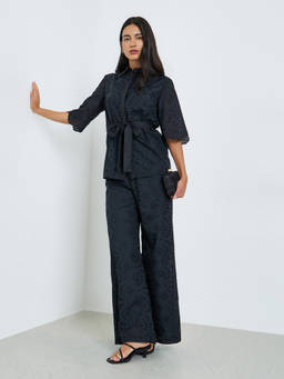 Styli - Women Black Embroidered Cotton Co-Ord Set