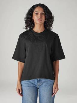 Levi's - Women Black Floral Cotton T-Shirt