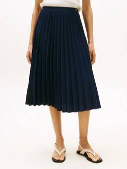 Tommy Hilfiger - Women Navy Blue Pleated Polyester Skirt