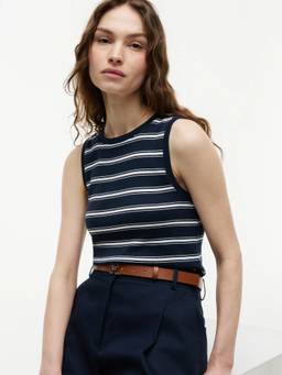 Tommy Hilfiger - Women Navy Blue Stripes Cotton Tank