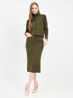 Madame - Women Olive Solid/Plain Polyester Co-Ord Set