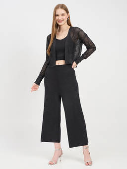 Madame - Women Black Solid/Plain Polyester Co-Ord Set