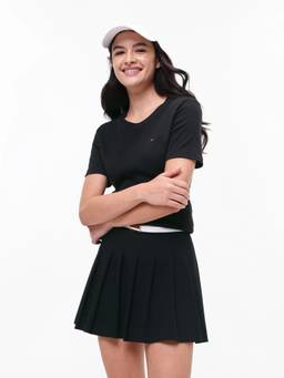 Tommy Hilfiger - Women Black Solid/Plain Cotton T-Shirt