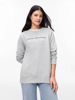 Tommy Hilfiger - Women Grey Solid/Plain Cotton Sweatshirt