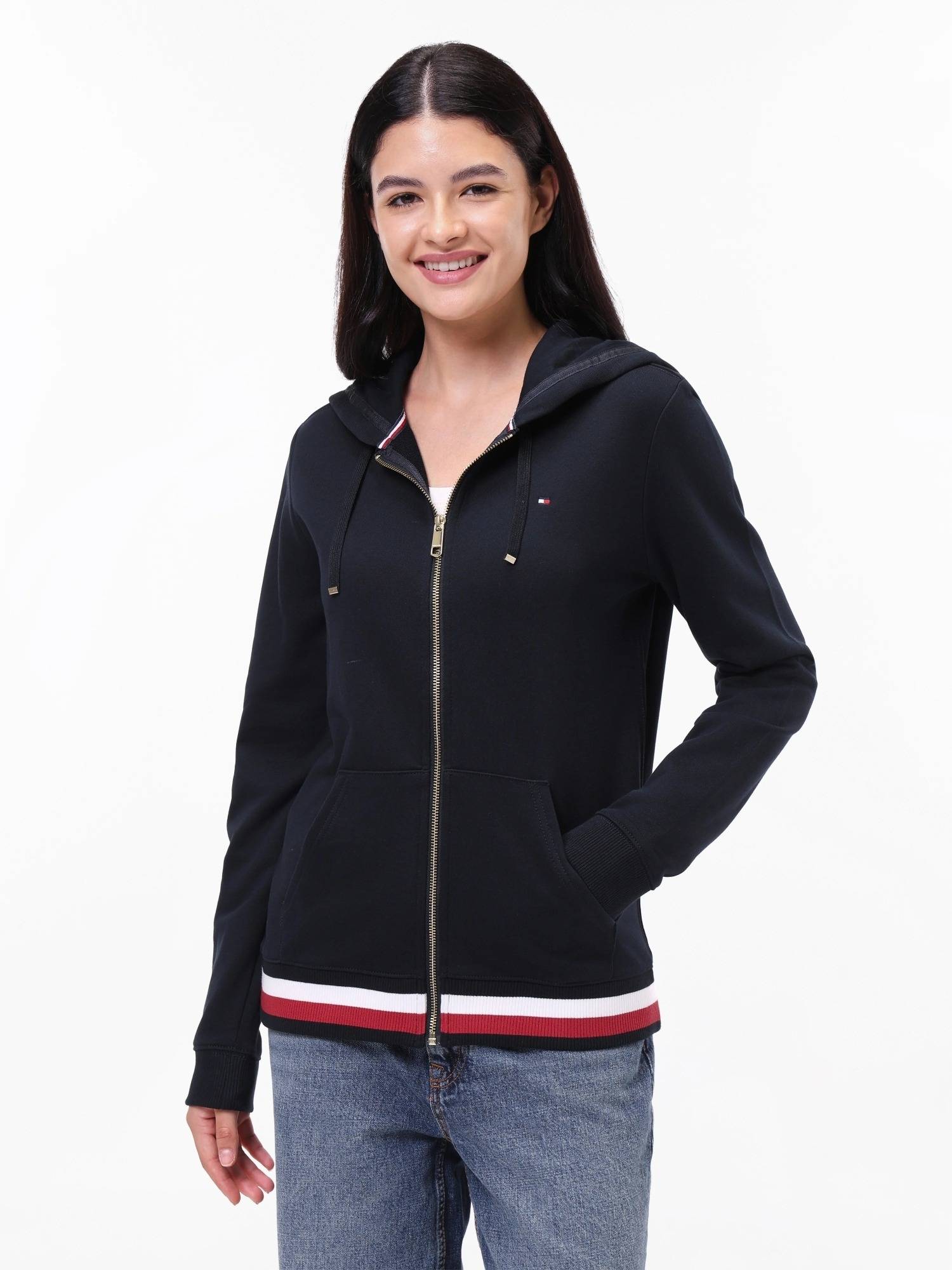 tommy hilfiger Women Navy Blue Solid/Plain Cotton Jacket-picture-10