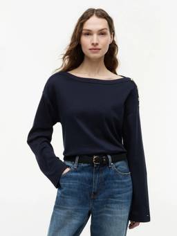 Tommy Hilfiger - Women Navy Blue Solid/Plain Cotton T-Shirt