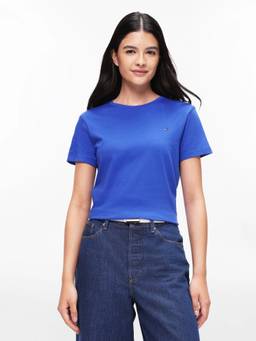 Tommy Hilfiger - Women Blue Solid/Plain Cotton T-Shirt