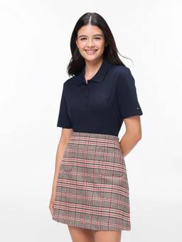 Tommy Hilfiger - Women Navy Blue Solid/Plain Cotton Polo T-Shirt