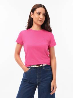 Tommy Hilfiger - Women Pink Solid/Plain Cotton T-Shirt